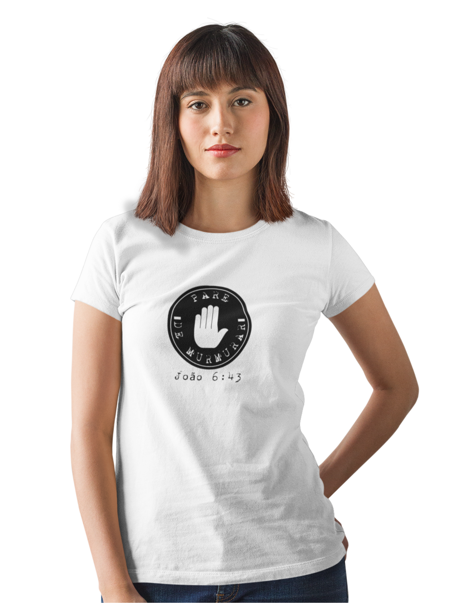 T-SHIRT FEMININA - MALHA PRIME - PARE DE MURMURAR (BLACK)