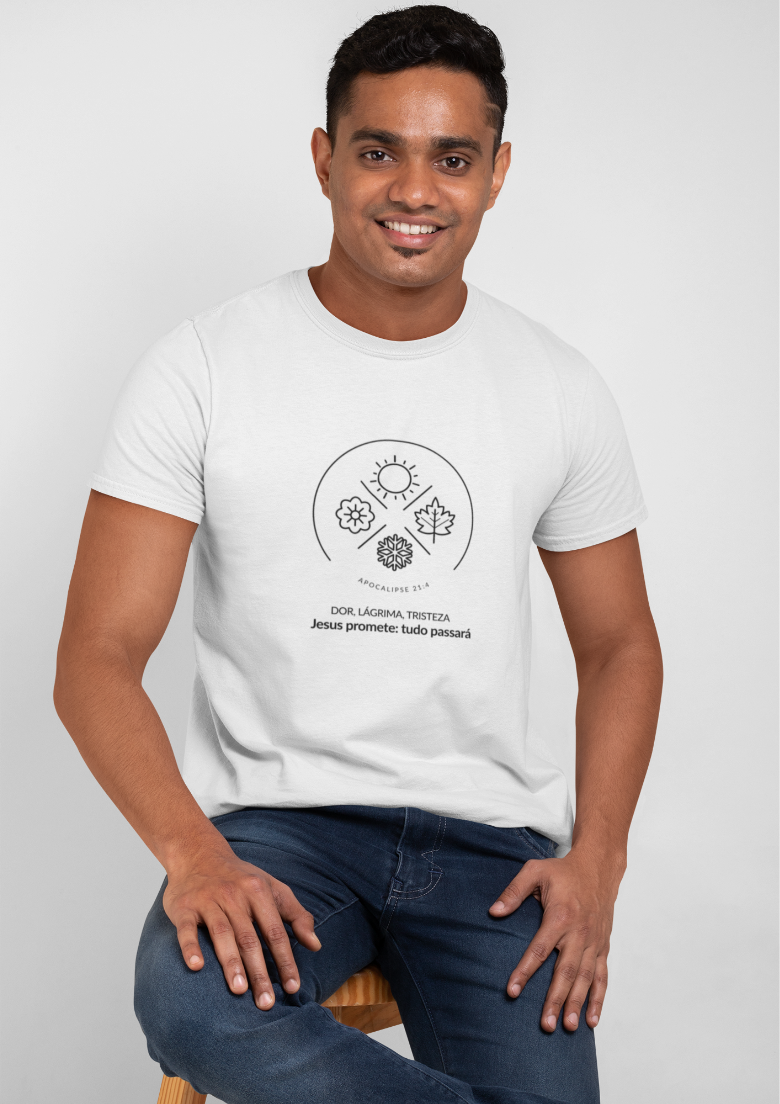 T-SHIRT  MASCULINA - MALHA PRIME - ESTAÇÕES (BLACK)