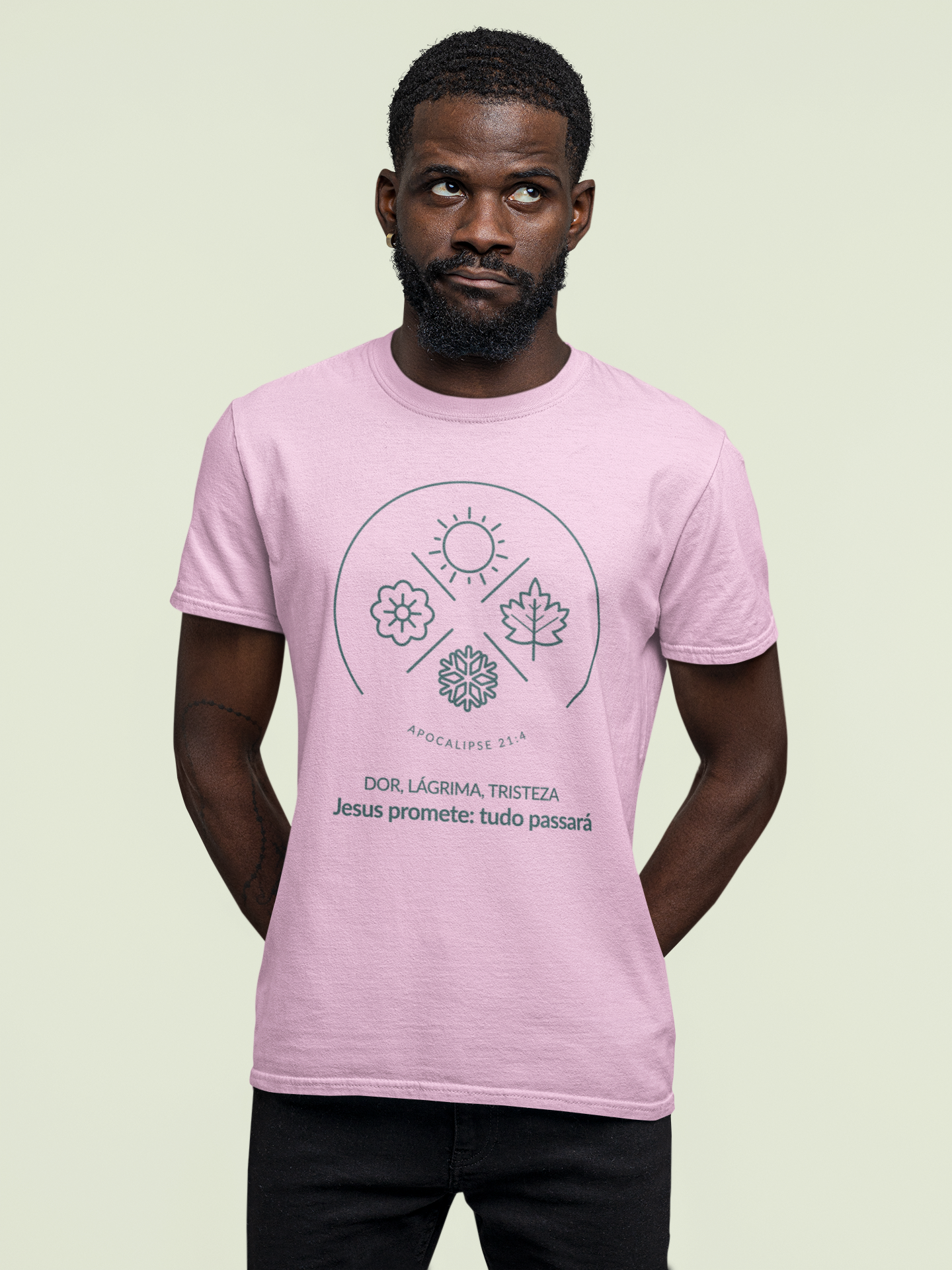 T-SHIRT MASCULINA  MALHA CLASSICA - ESTAÇÕES (GREEN)