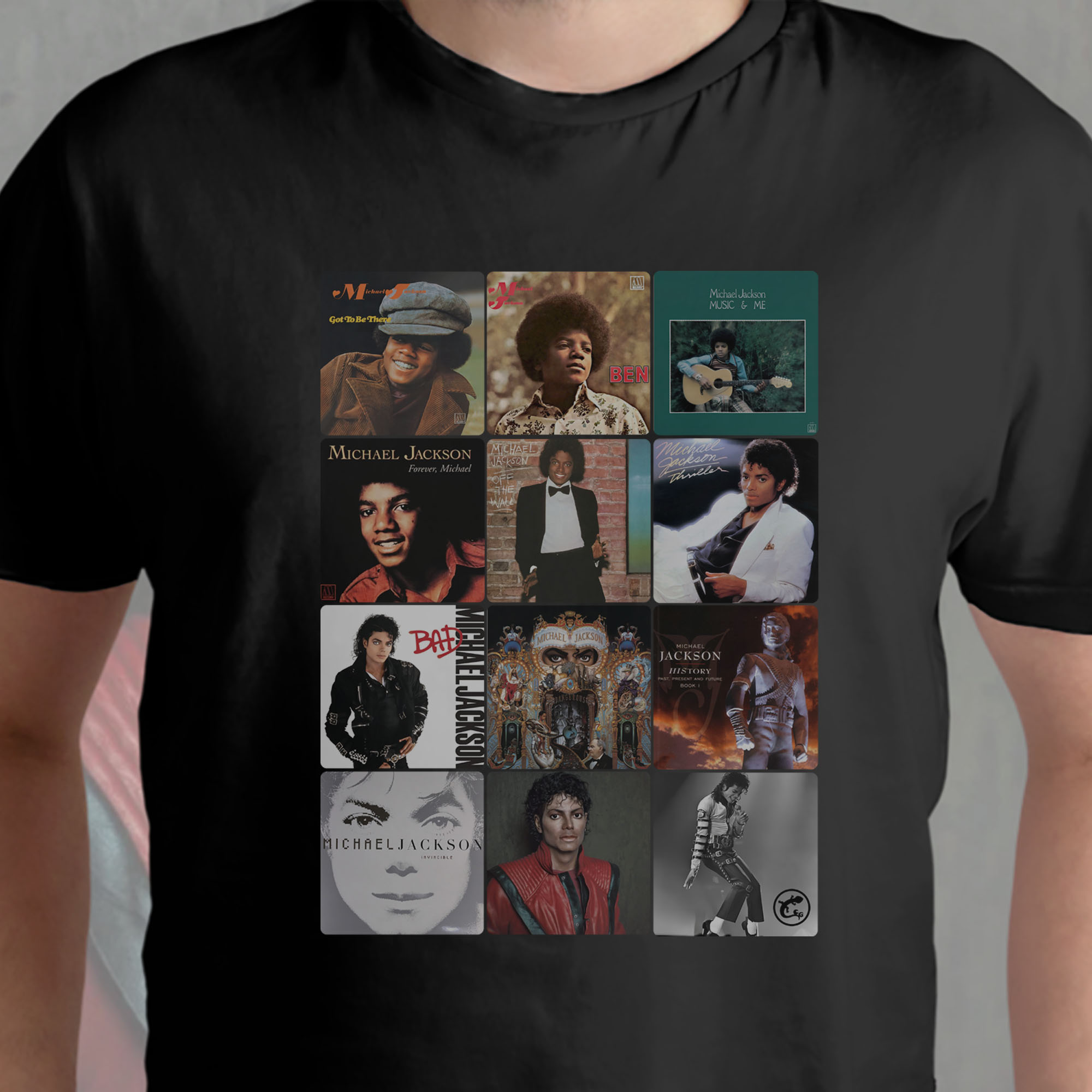 Michael Jackson Tシャツ T-Shirt Quality Camiseta Michael Jackson - Discografia em Capitão