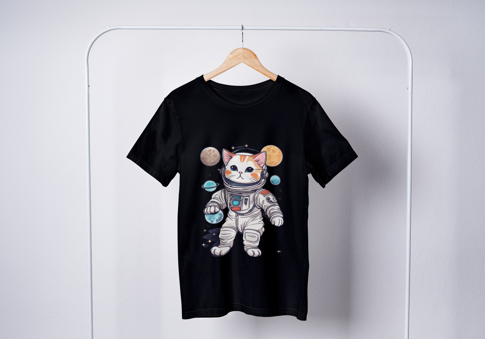 Camiseta Feminina Gatito Espacial