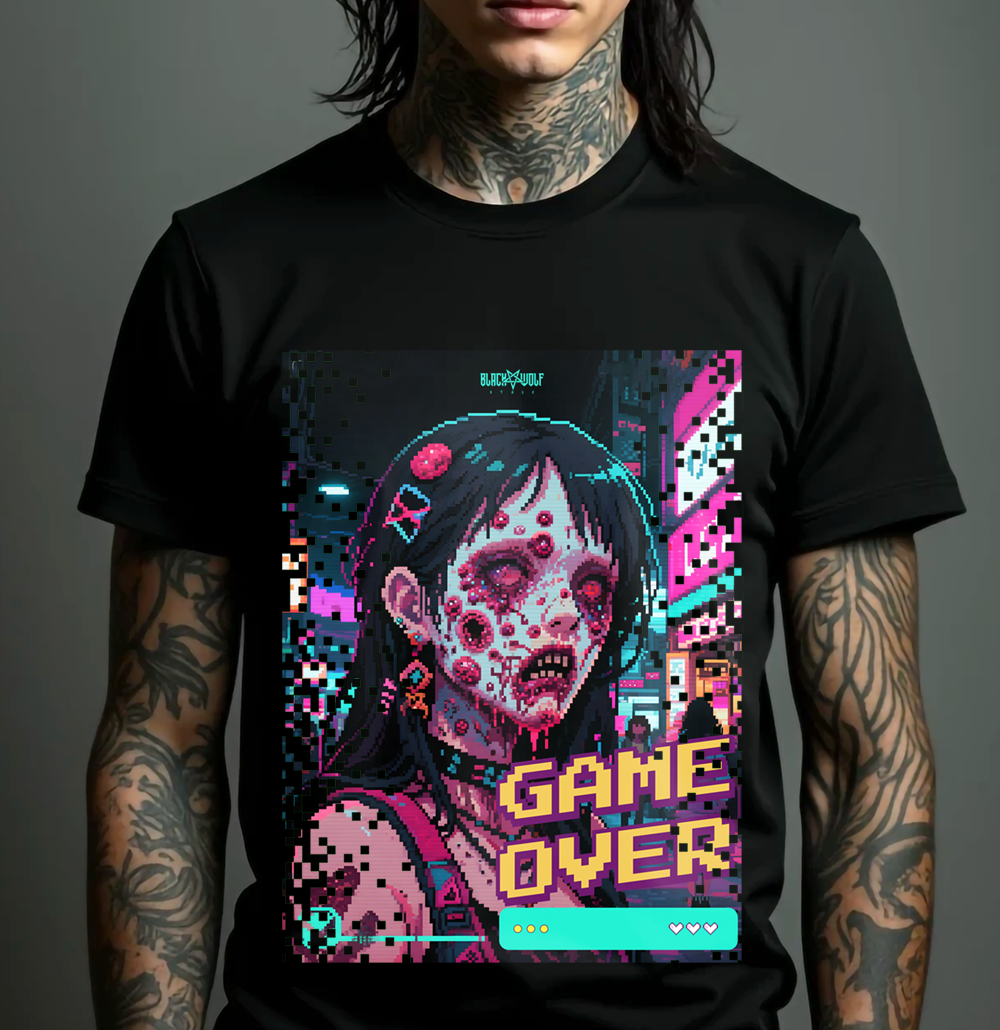 Camiseta - Game Over (Zombie pixel art)