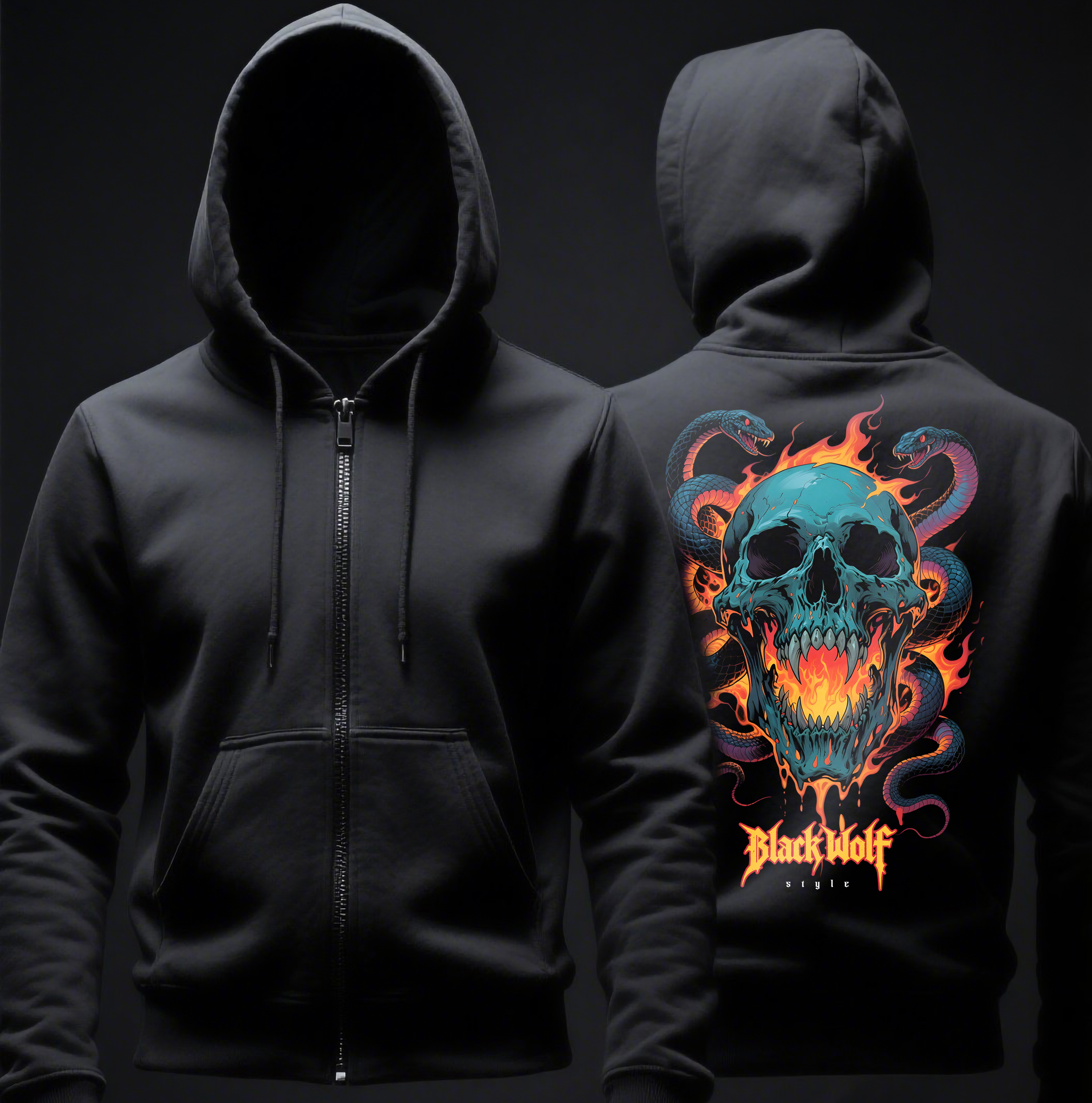 Moletom com zíper - Skull & Snakes (Old School)