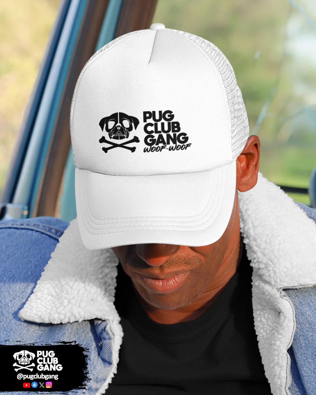 Boné estilo Americano com Tela - Pug Club Gang