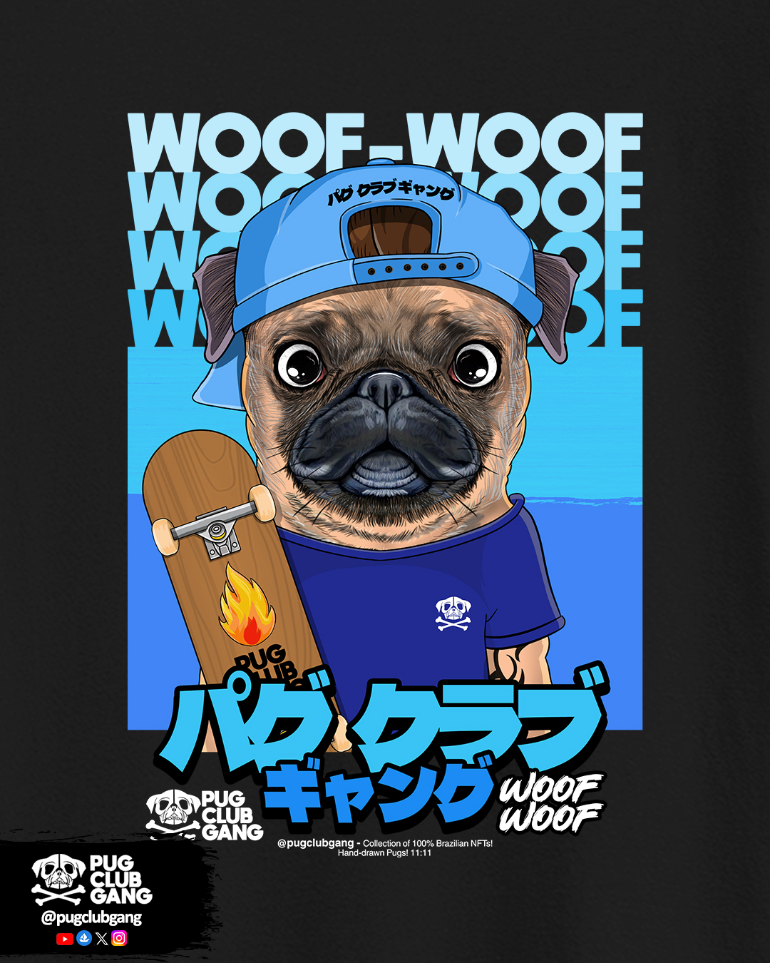Cãomiseta Infantil Pug Skate