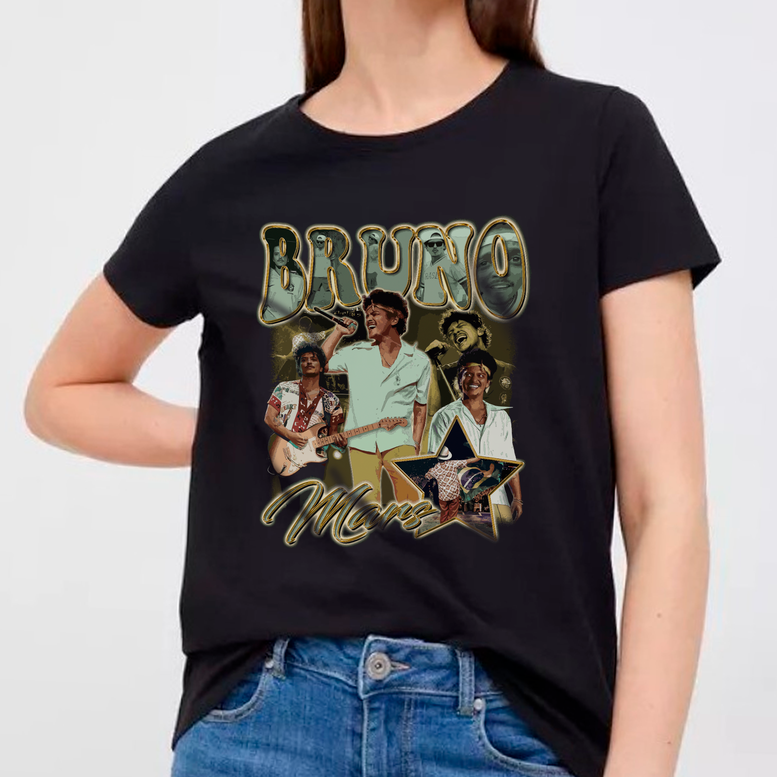 T-Shirt Quality Camiseta Bruno Mars Graphic Tee em We Love Camiseta