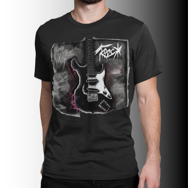 Camiseta Estampa Grafite Guitarra do Rock