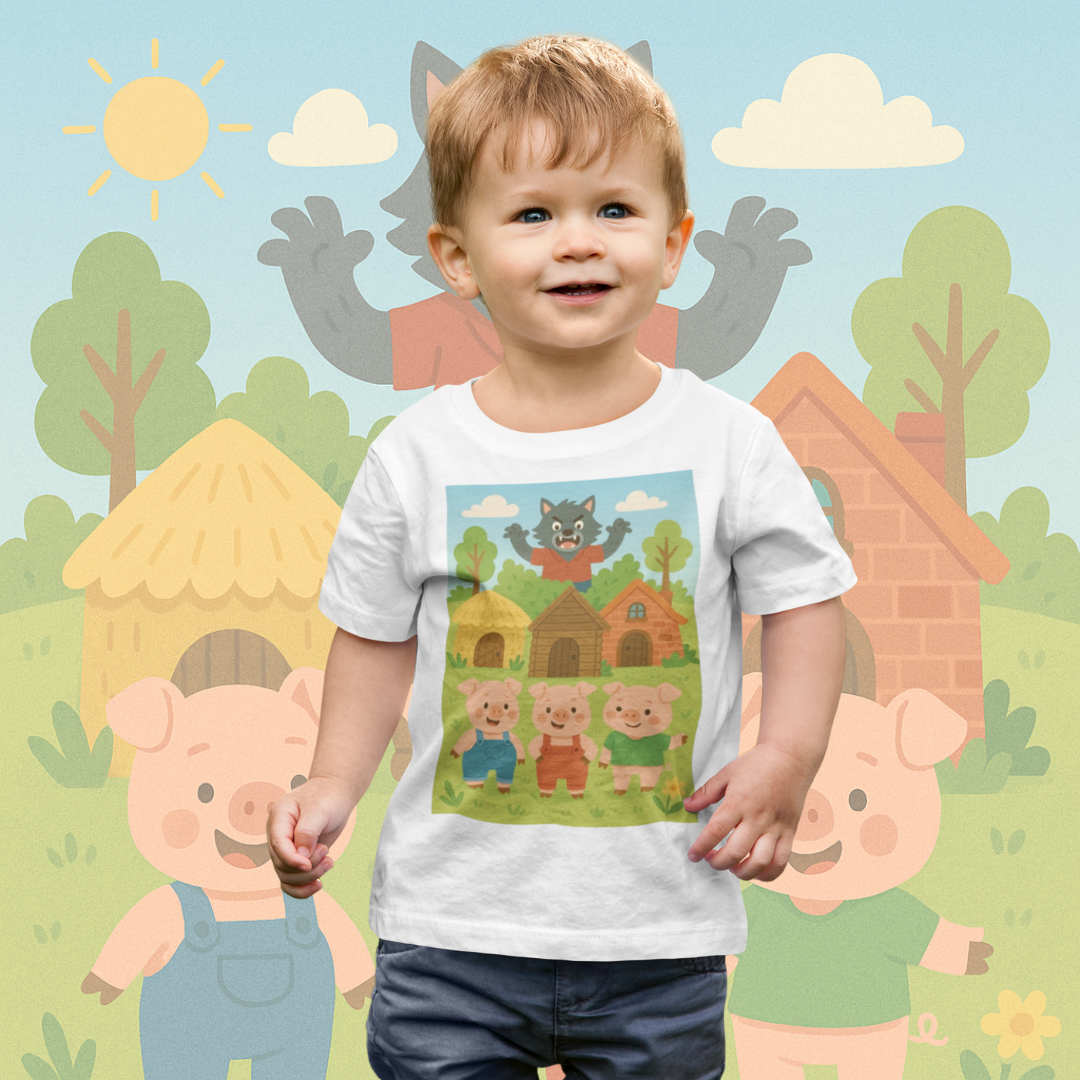 Camiseta Infantil 3 Porquinhos Lúdico