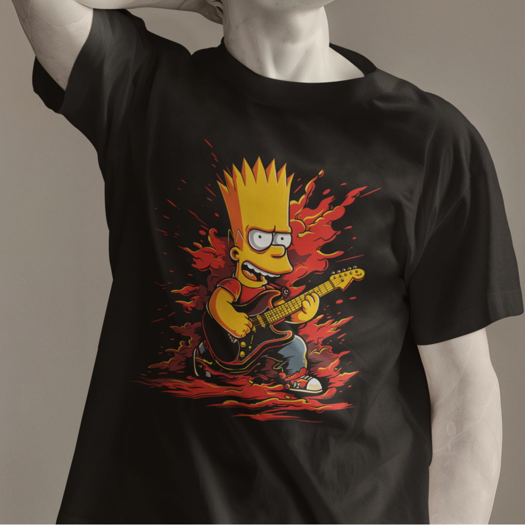 TShirt Quality Camiseta Bart Simpson em Vestindo Acordes
