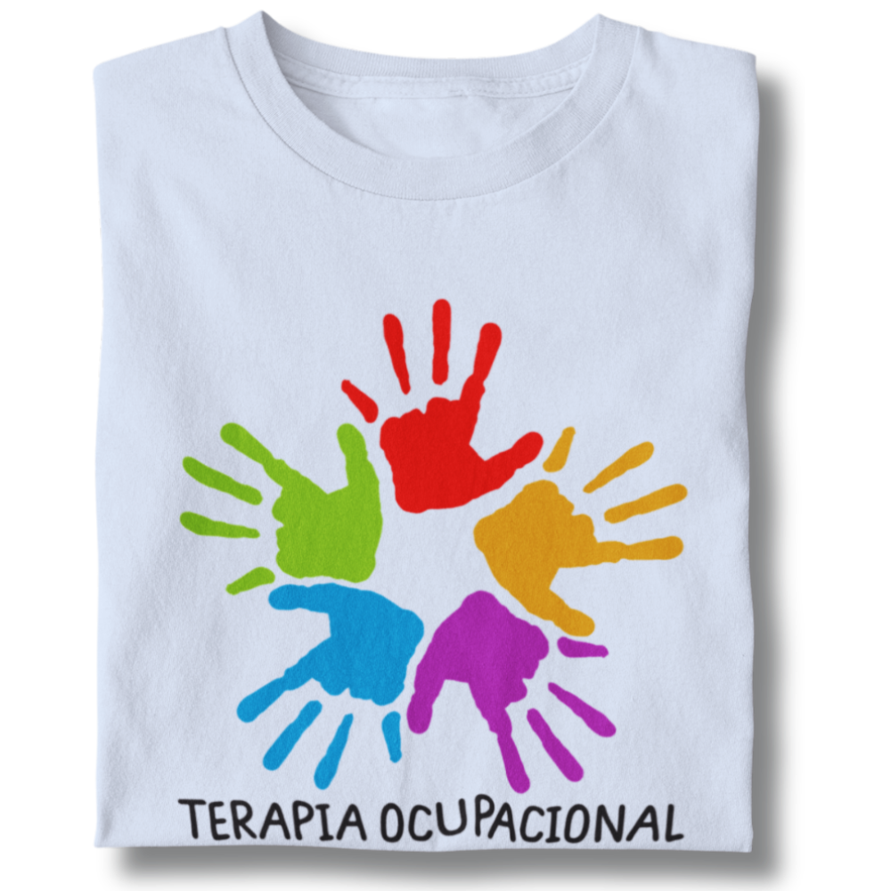 Camiseta Baby Long - Terapia Ocupacional - Marca das Mãos Com Tinta Colorida