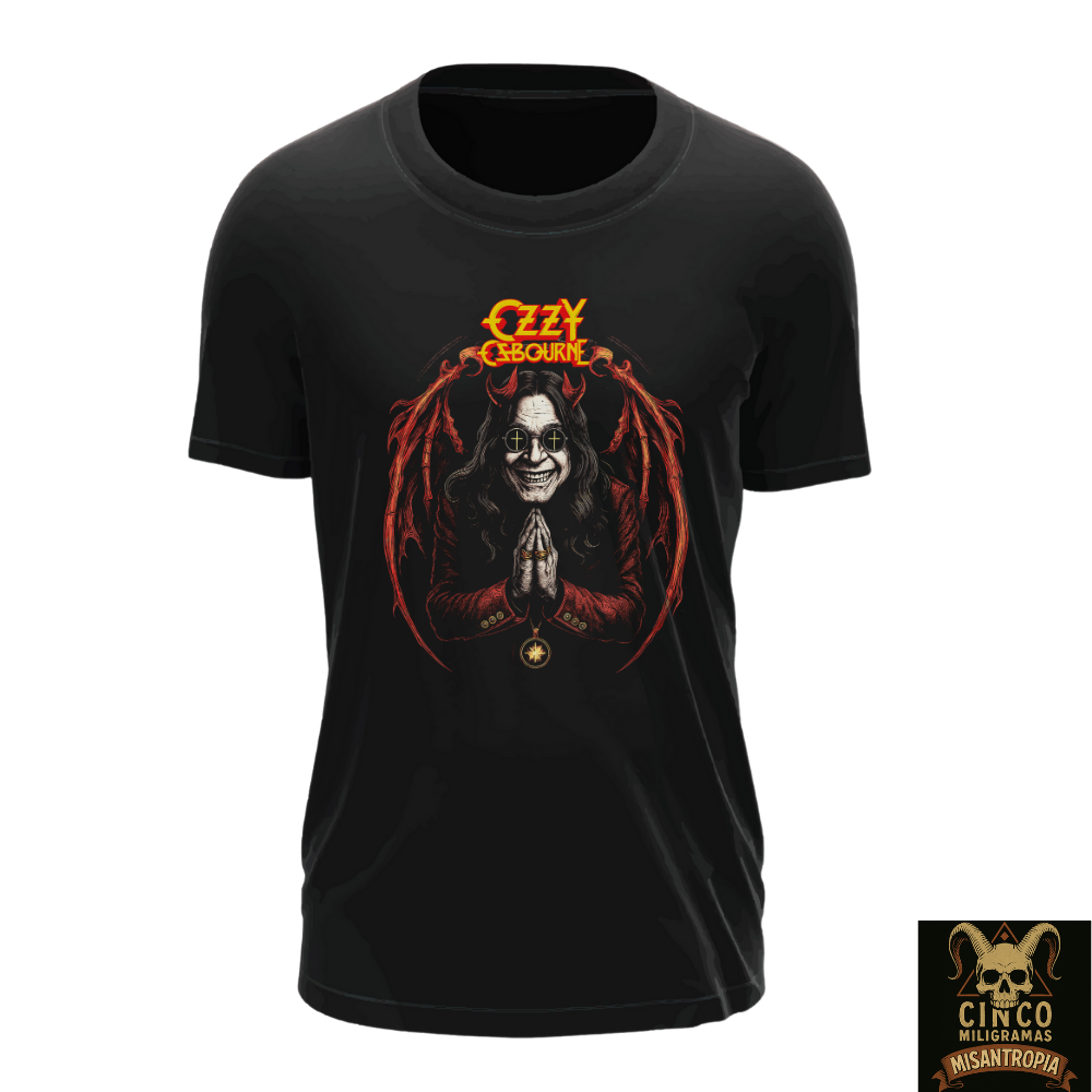 Ozzy Osbourne Plus Size: Camiseta O Demônio Sorri em Vermelho