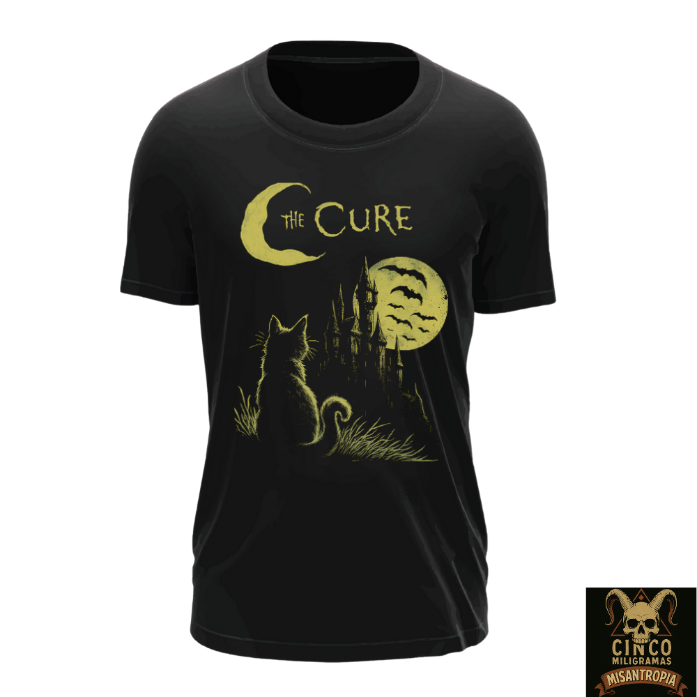 The Cure: Noite Gótica com Gatos e Fantasmas – Camiseta Melancolia à Luz da Lua