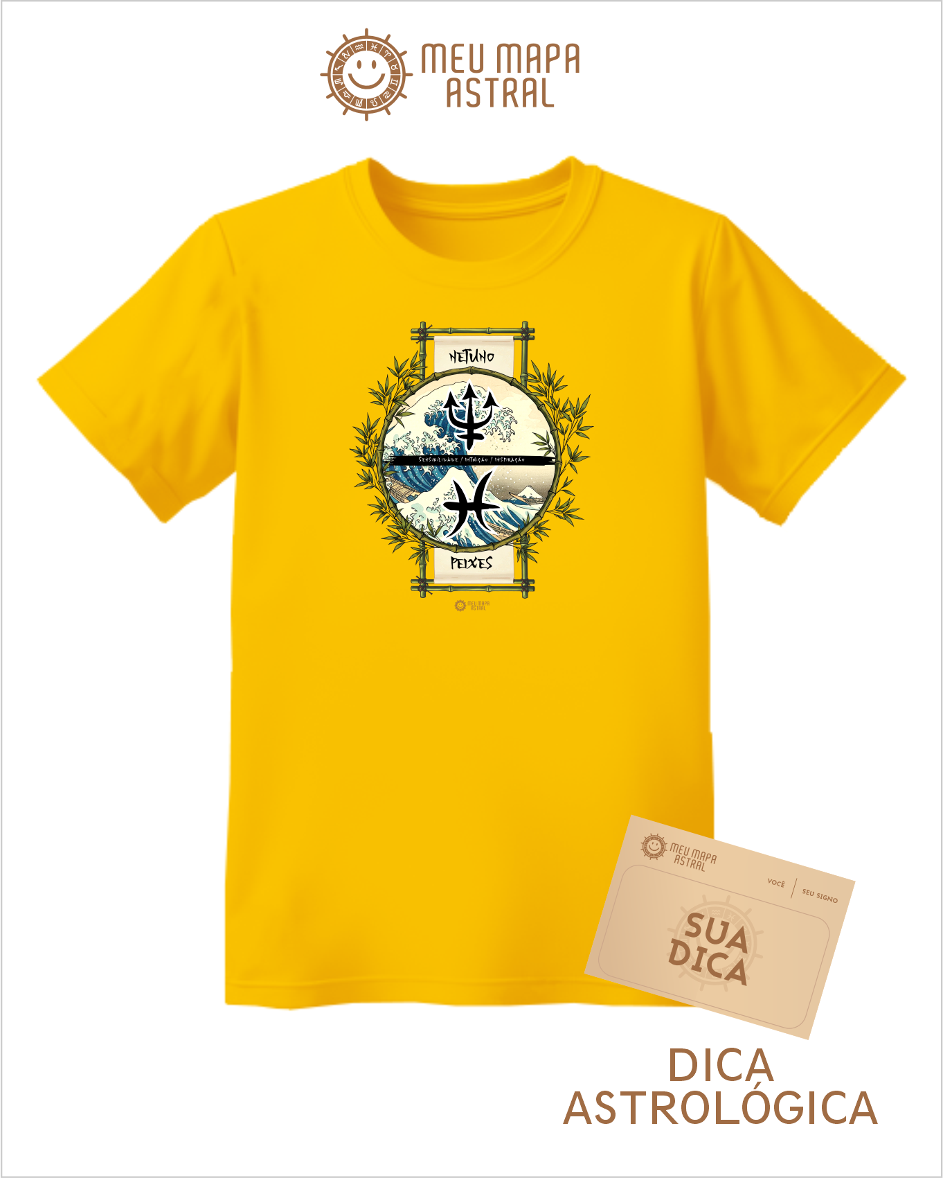 Camiseta Peixes/Netuno Ilustrada