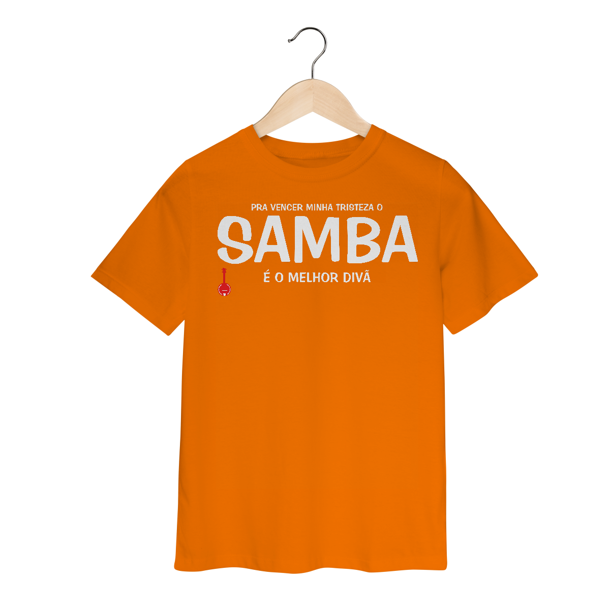 Camiseta Infantil Pra vencer Minha Tristeza o Samba é o Melhor Divã