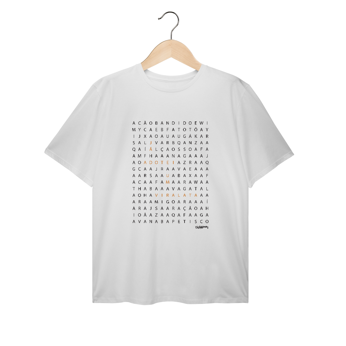 Camiseta Plus Size Caça Palavras - Já Adotei um Vira-Lata