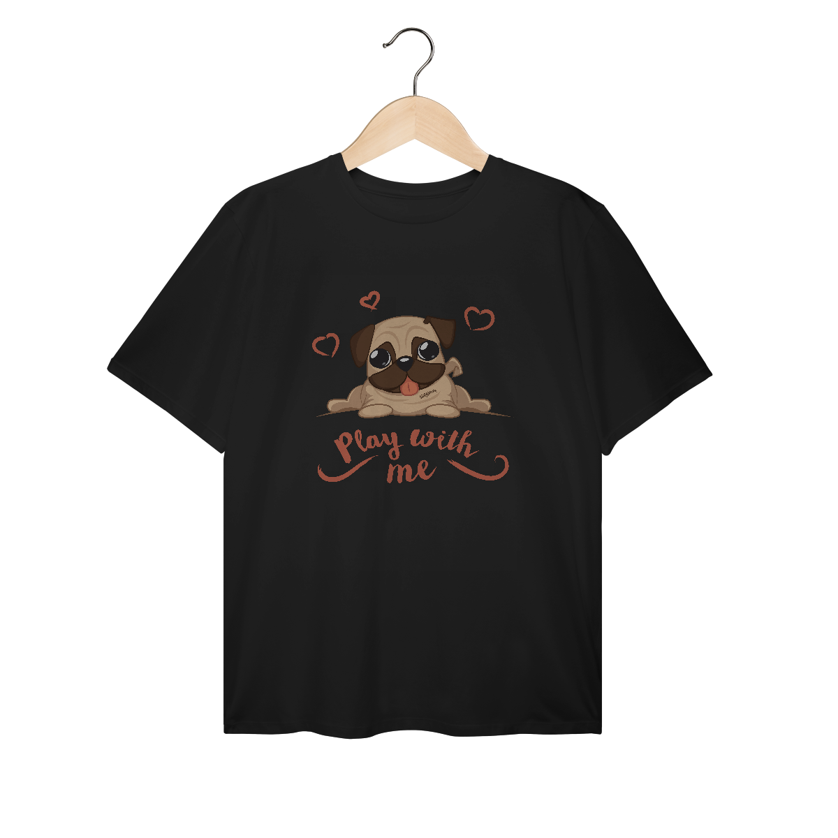 Camiseta Plus Size Pug Play With Me