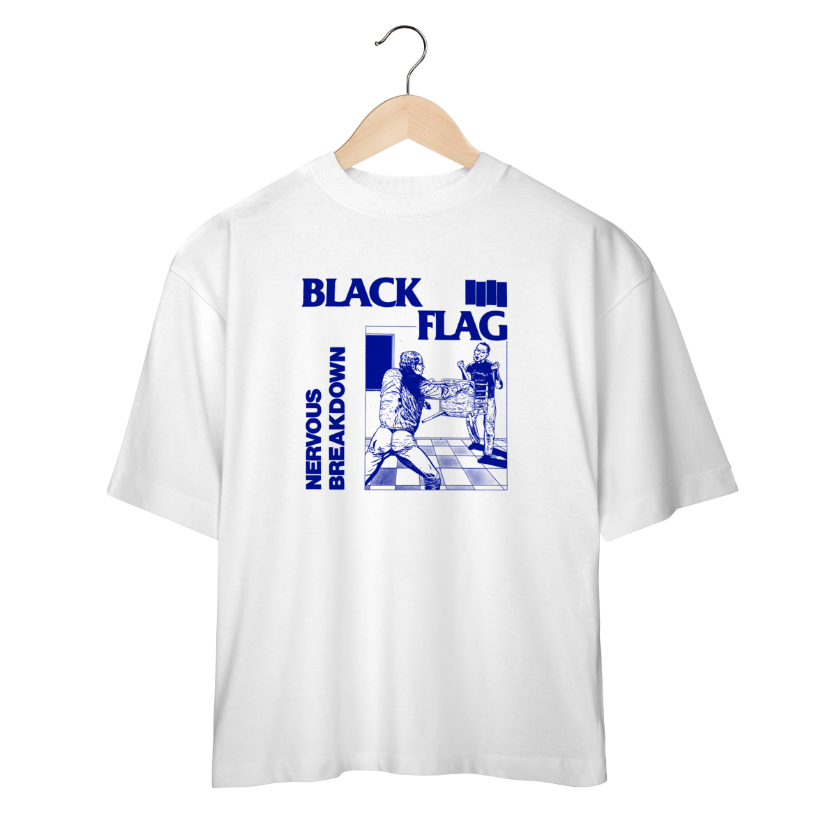 Camiseta Oversized Black Flag - Nervous Breakdown - Coleção Punk/ Hardcore