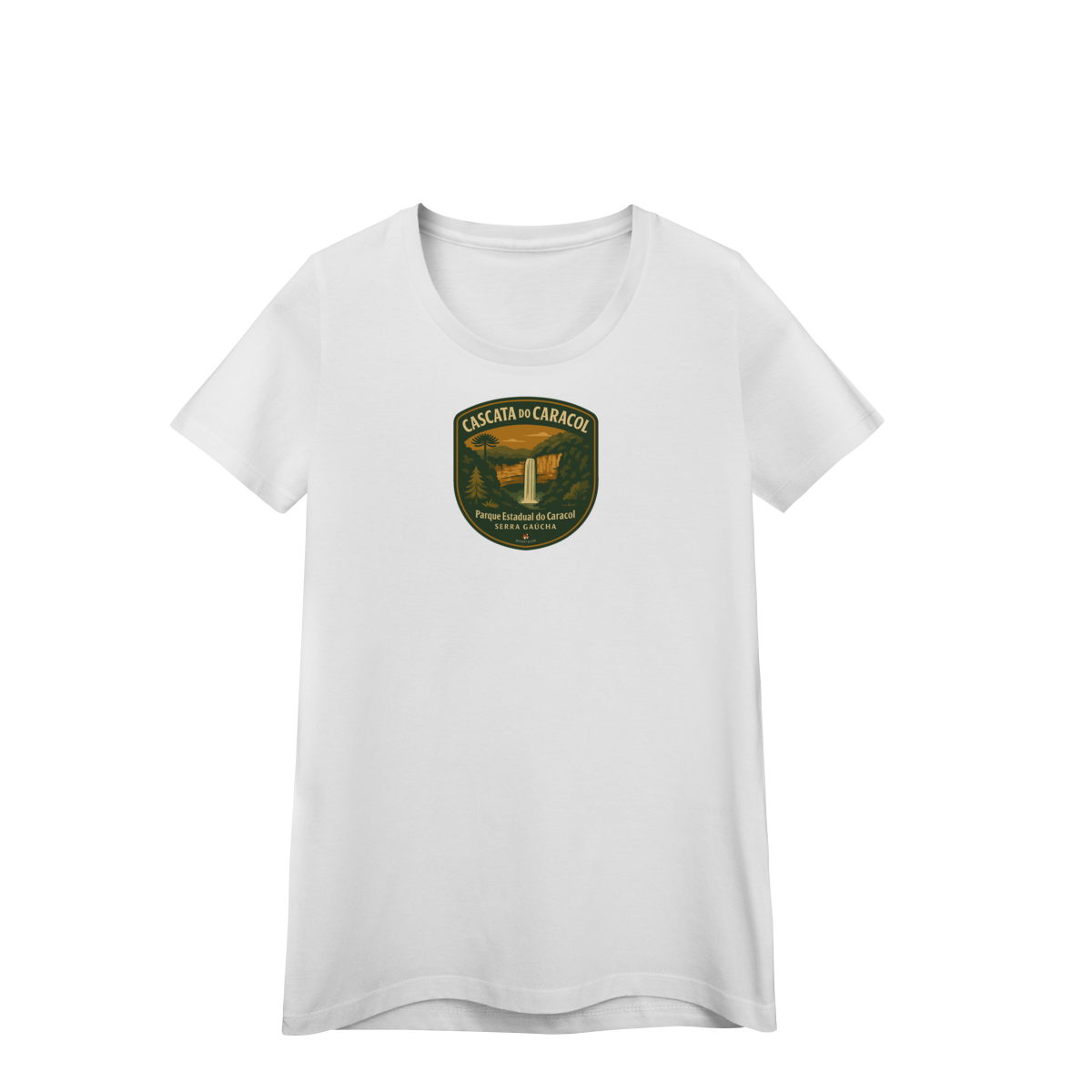 Camiseta Feminina Cascata do Caracol Aventureira | Serra Gaúcha