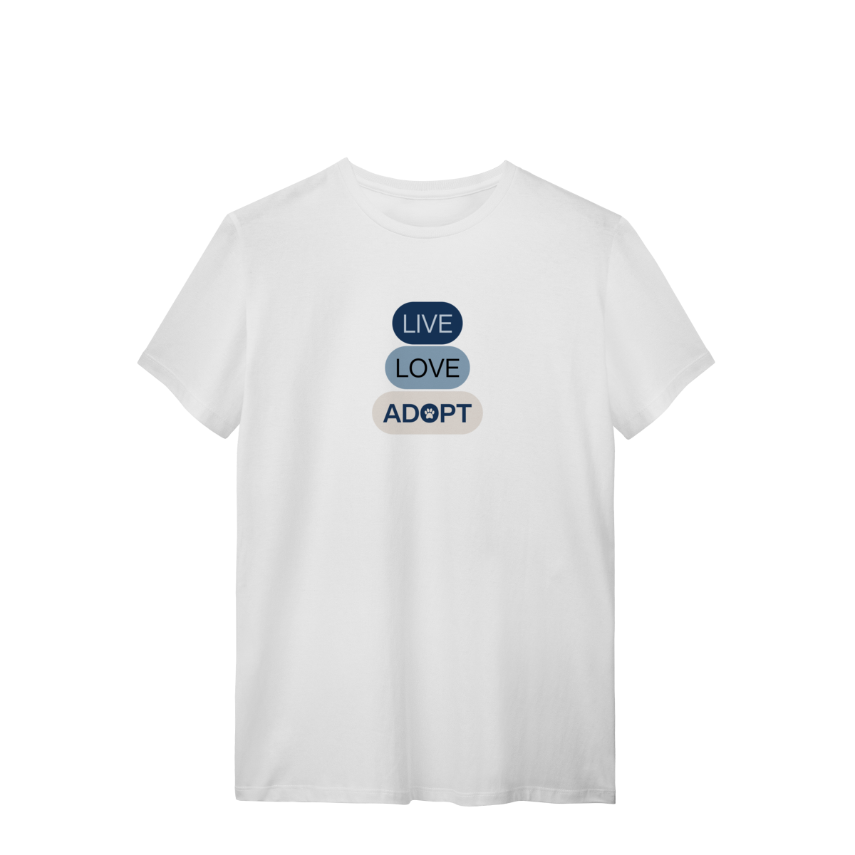 T-Shirt Quality - Live, Love, Adopt Blue