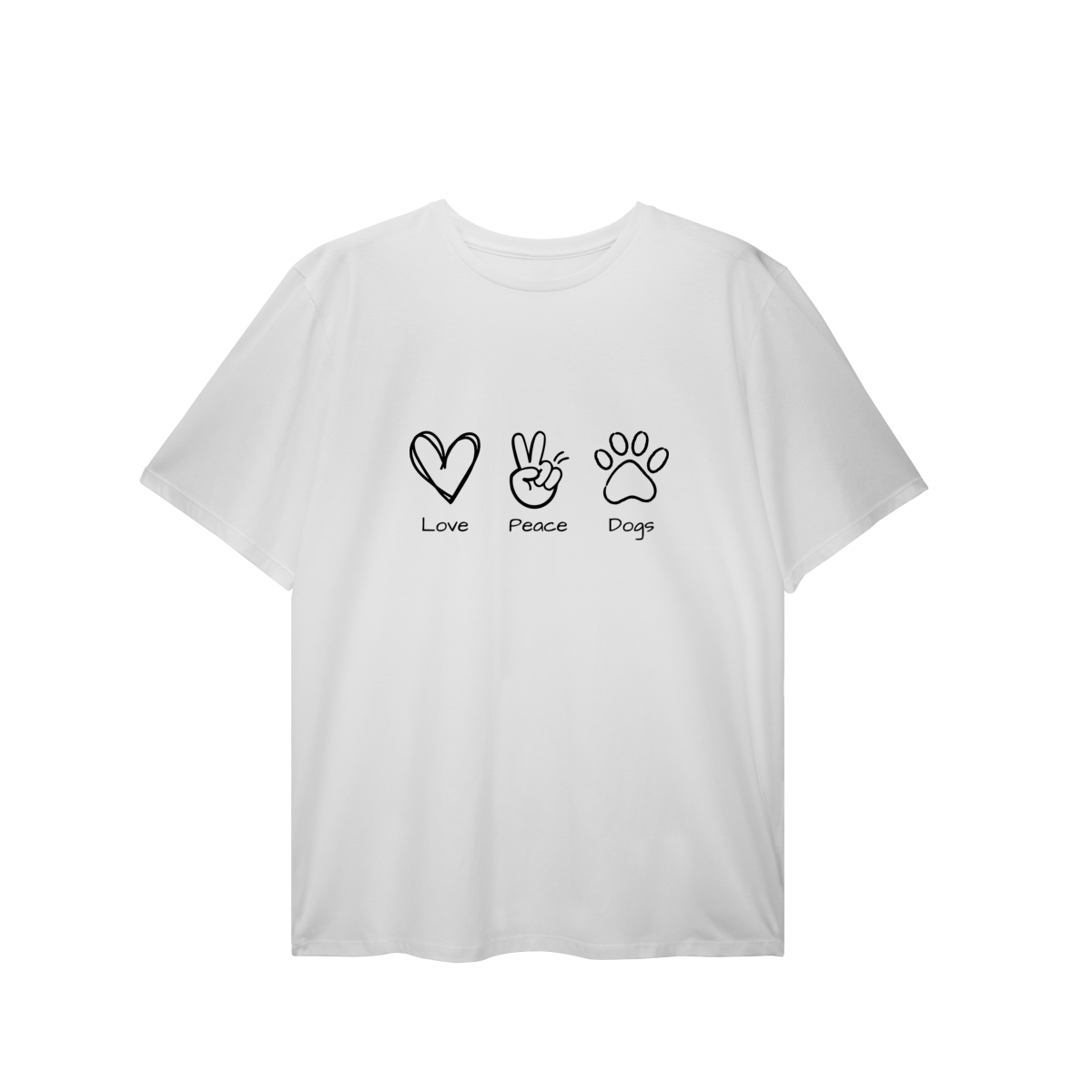 T-Shirt Plus Size - Love, Peace, Dogs