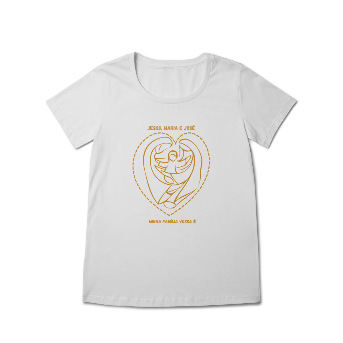 Camiseta Feminina Baby Long Prime - Jesus, Maria e José  - Minha Família