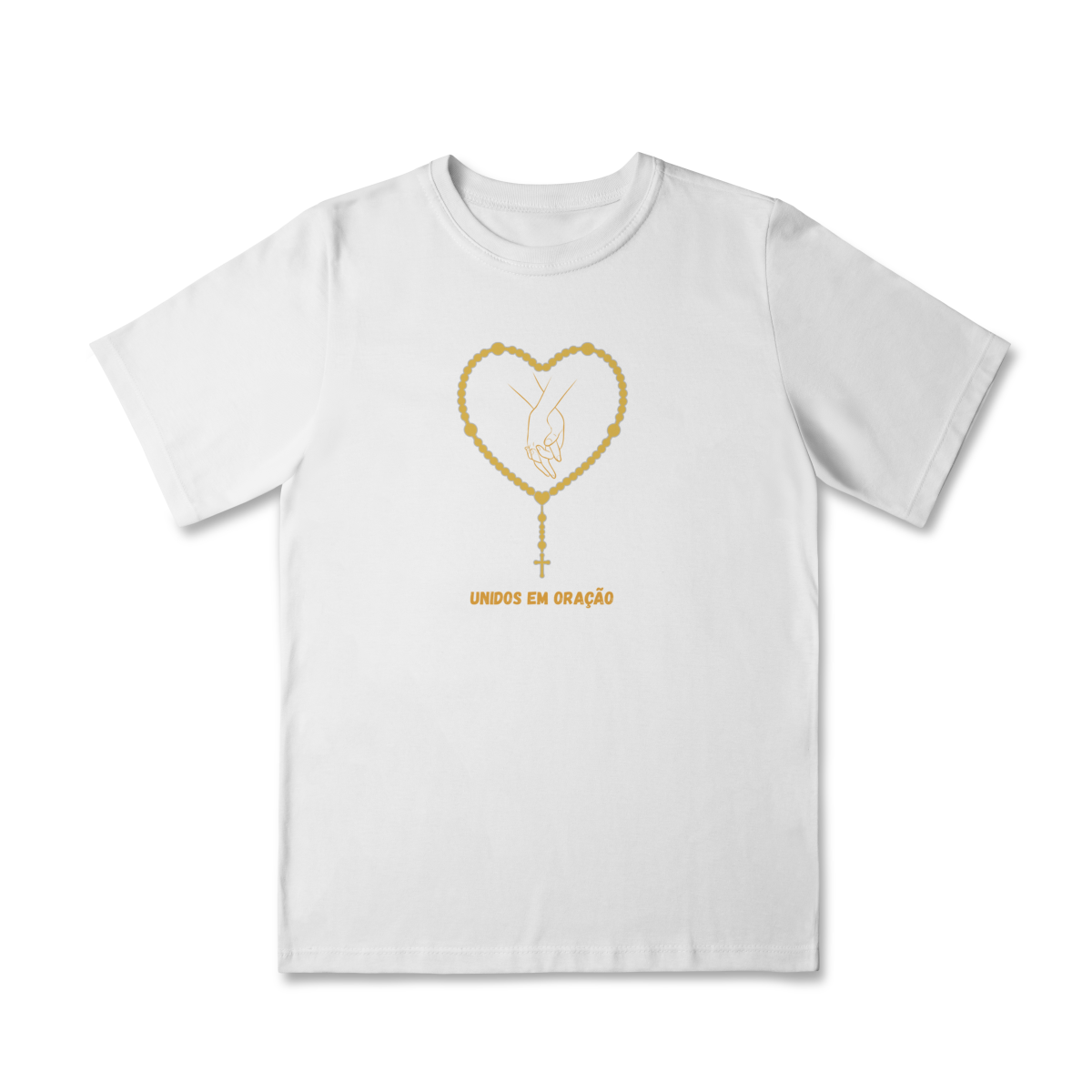 Camiseta Quality Infantil (2 a 8) - Unidos em oração - Terço