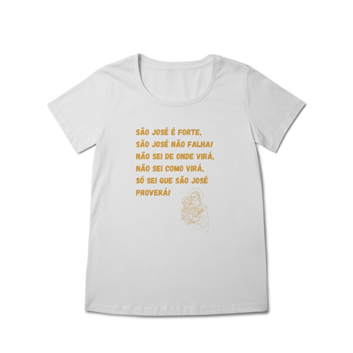  Camiseta Feminina Baby Long Prime - São José é forte - Jaculatória