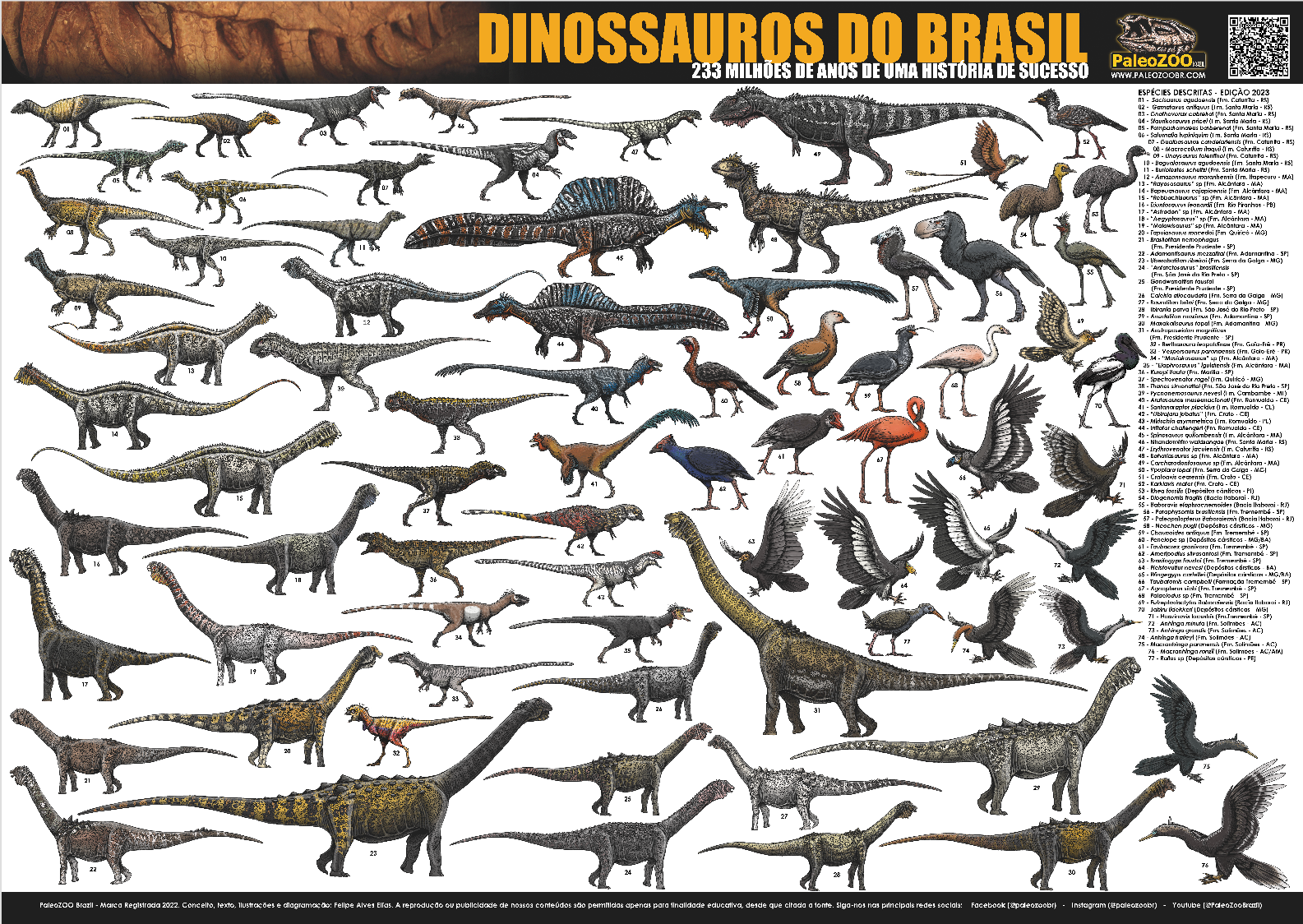 Poster Paisagem Poster DINOSSAUROS DO BRASIL em
