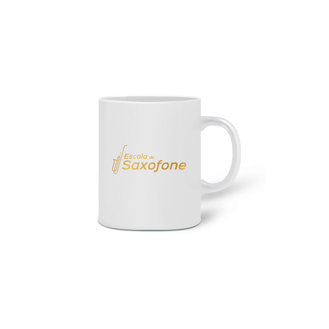Caneca Branca com estampa dourada