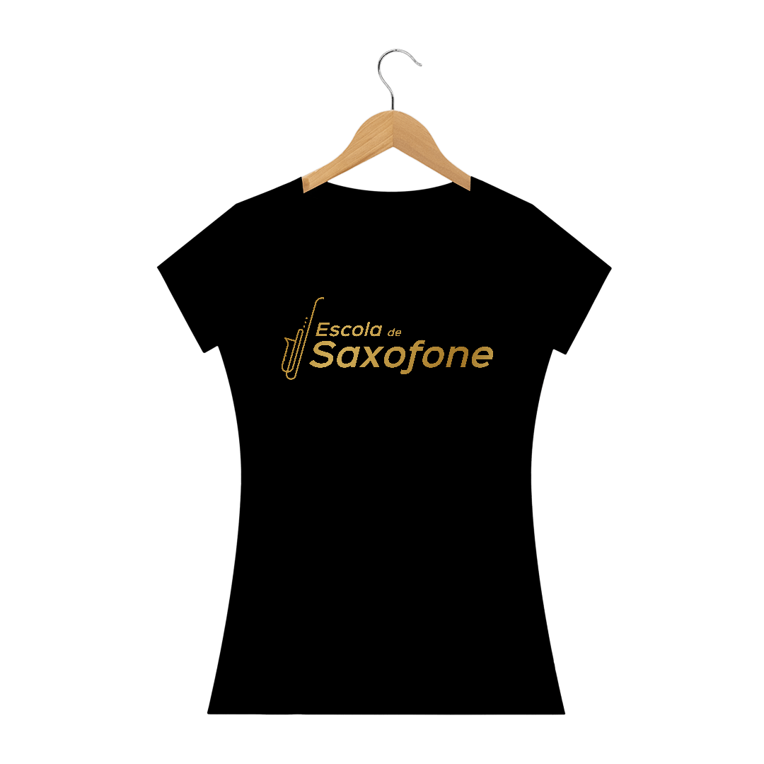 Camiseta Baby Long Feminina com Estampa Dourada